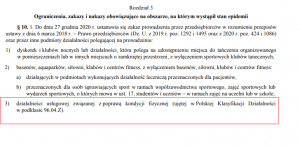 zakaz wykonywania masażu